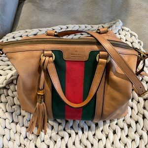 Gucci Rainier Lambskin Leather Satchel